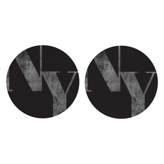 Minimalistic B&W New York Black Initials | Absorbent Car Coasters | Set of 2 | Min 4