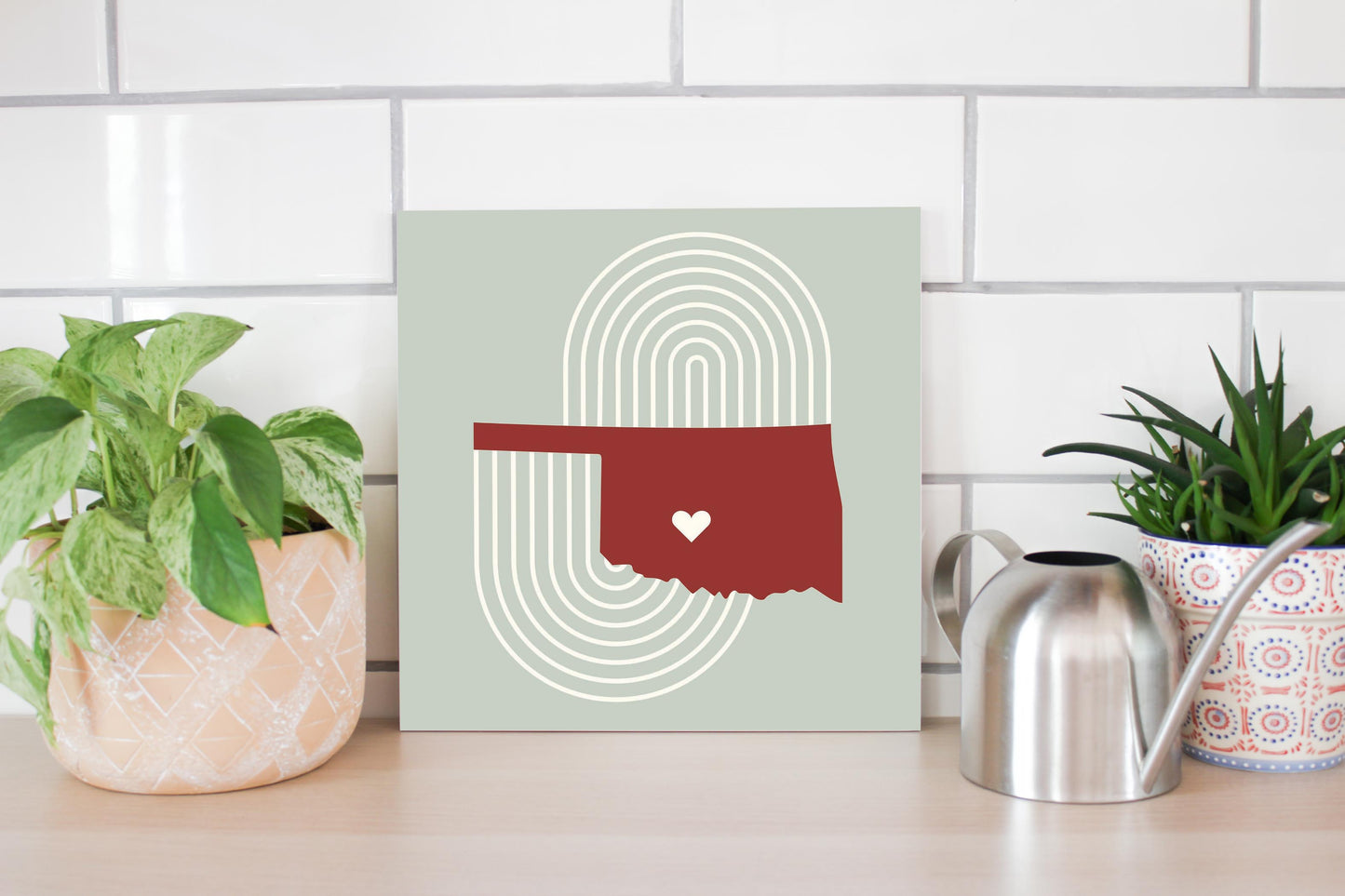 Modern Minimalist Oklahoma Chickasha Heart | Wood Sign | Eaches | Min 2