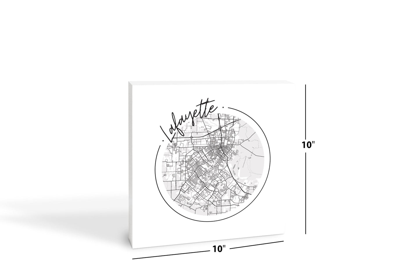 Modern Louisiana Lafayette Circle Map | Wood Block | Eaches | Min 2