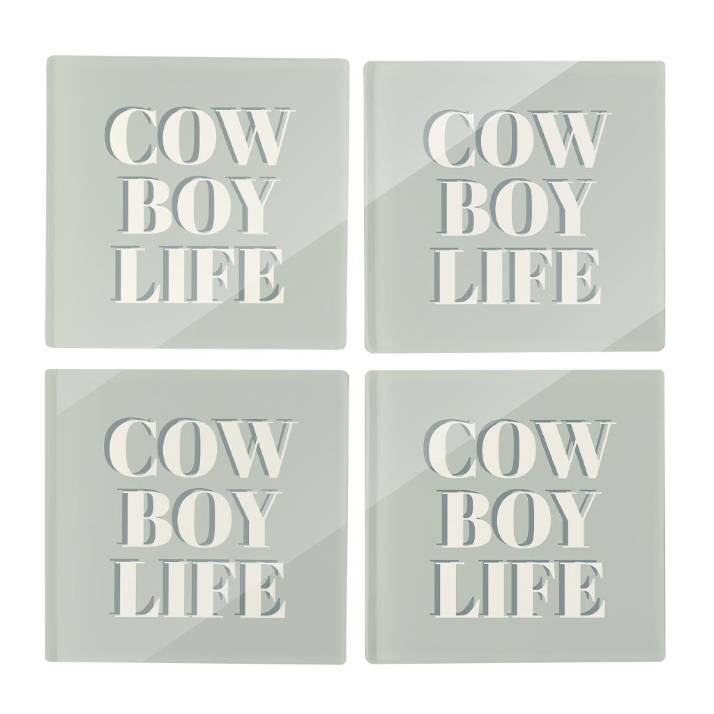 Modern Minimalist Oklahoma Cowboy Life | Hi-Def Glass Coasters | Set of 4 | Min 2