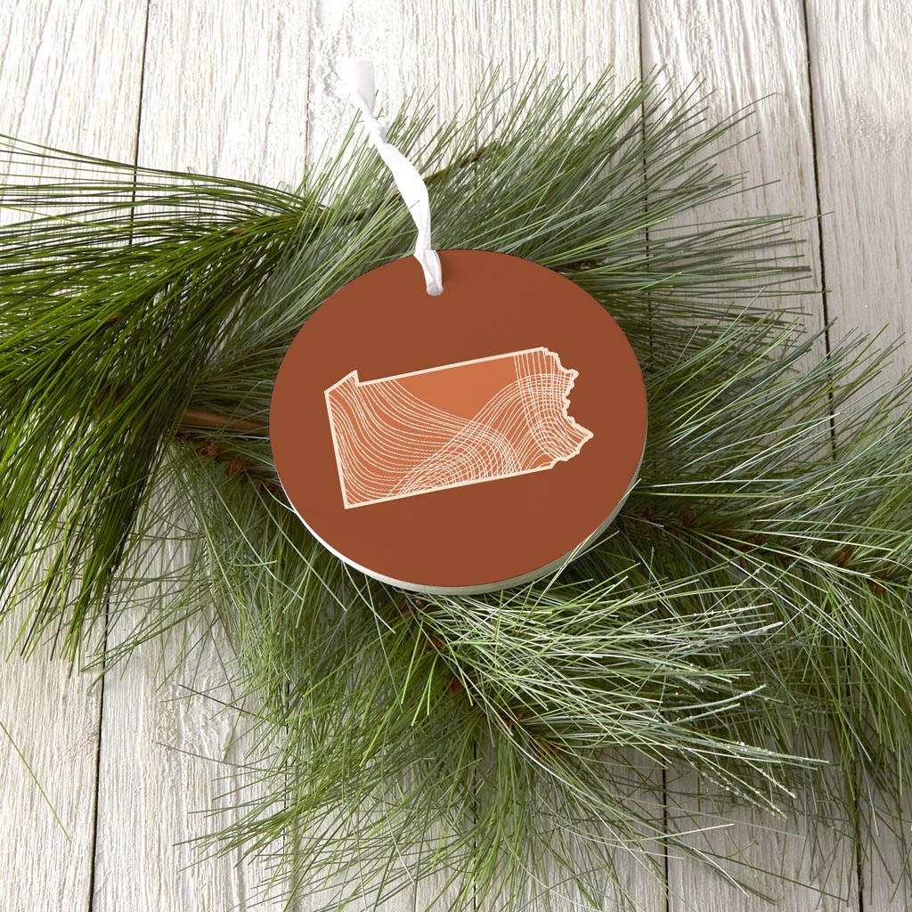 Modern Minimalist Pennsylvania State Lines Dark| Wood Ornament | Eaches | Min 6