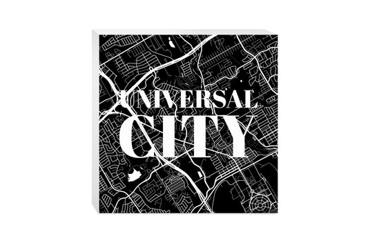 Minimalistic B&W Texas Universal City Map | Wood Block | Eaches | Min 2