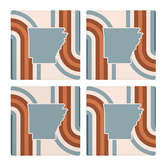 Modern Minimalist Arkansas Retro State Shape | Absorbent Coasters | Set of 4 | Min 2