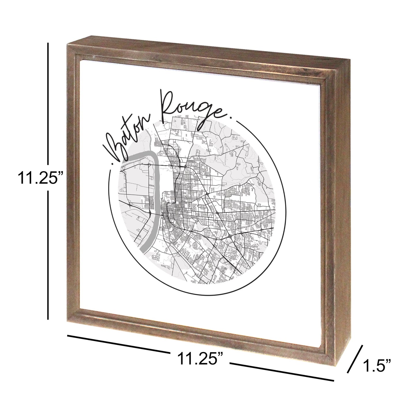 Minimalist B&W Louisiana Baton Rouge Circle Map | Wood Sign | Eaches | Min 1