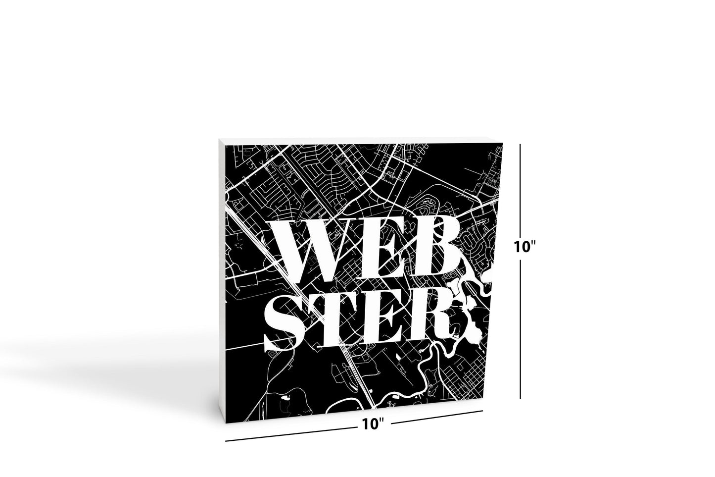 Minimalistic B&W Texas Webster Map | Wood Block | Eaches | Min 2