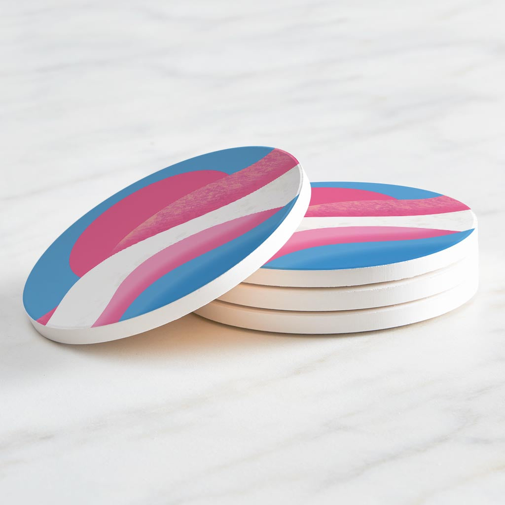 Transgender Pride Moon Waves| Absorbent Coasters | Set of 4 | Min 2