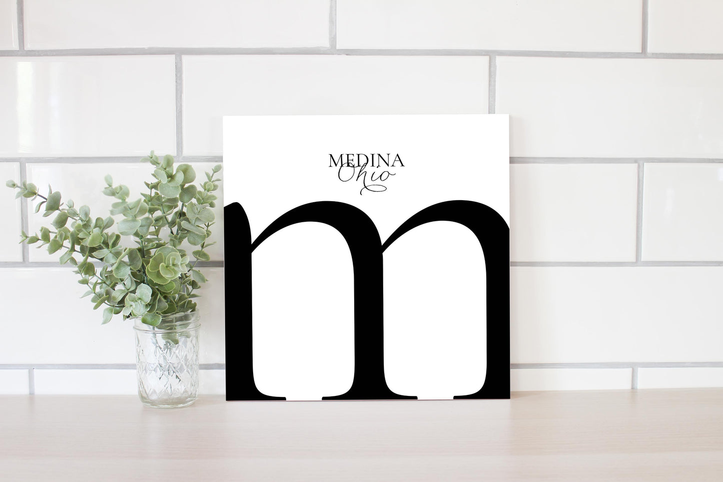 Medina Oh Minimal Monogram| Wood Sign | Eaches | Min 2