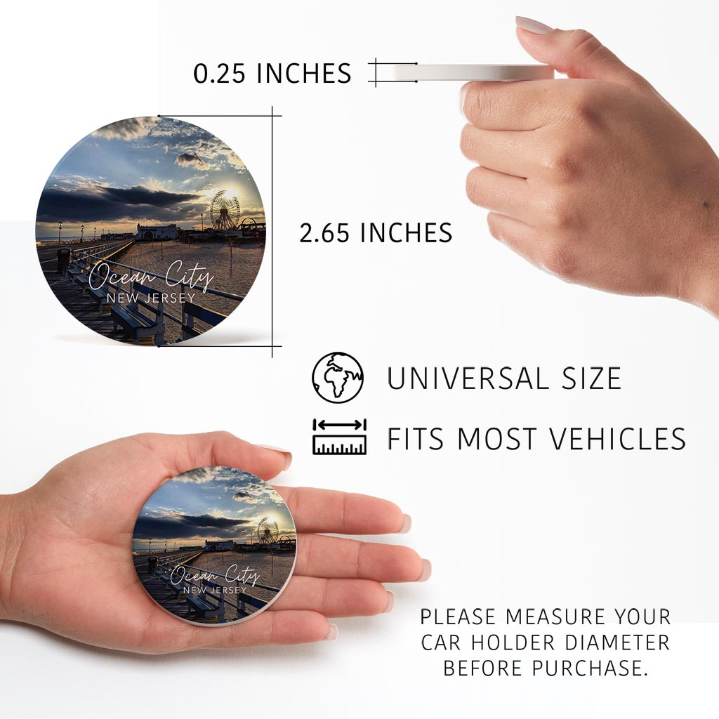 OCNJ Photo With Text | Absorbent Car Coasters | Set of 2 | Min 4