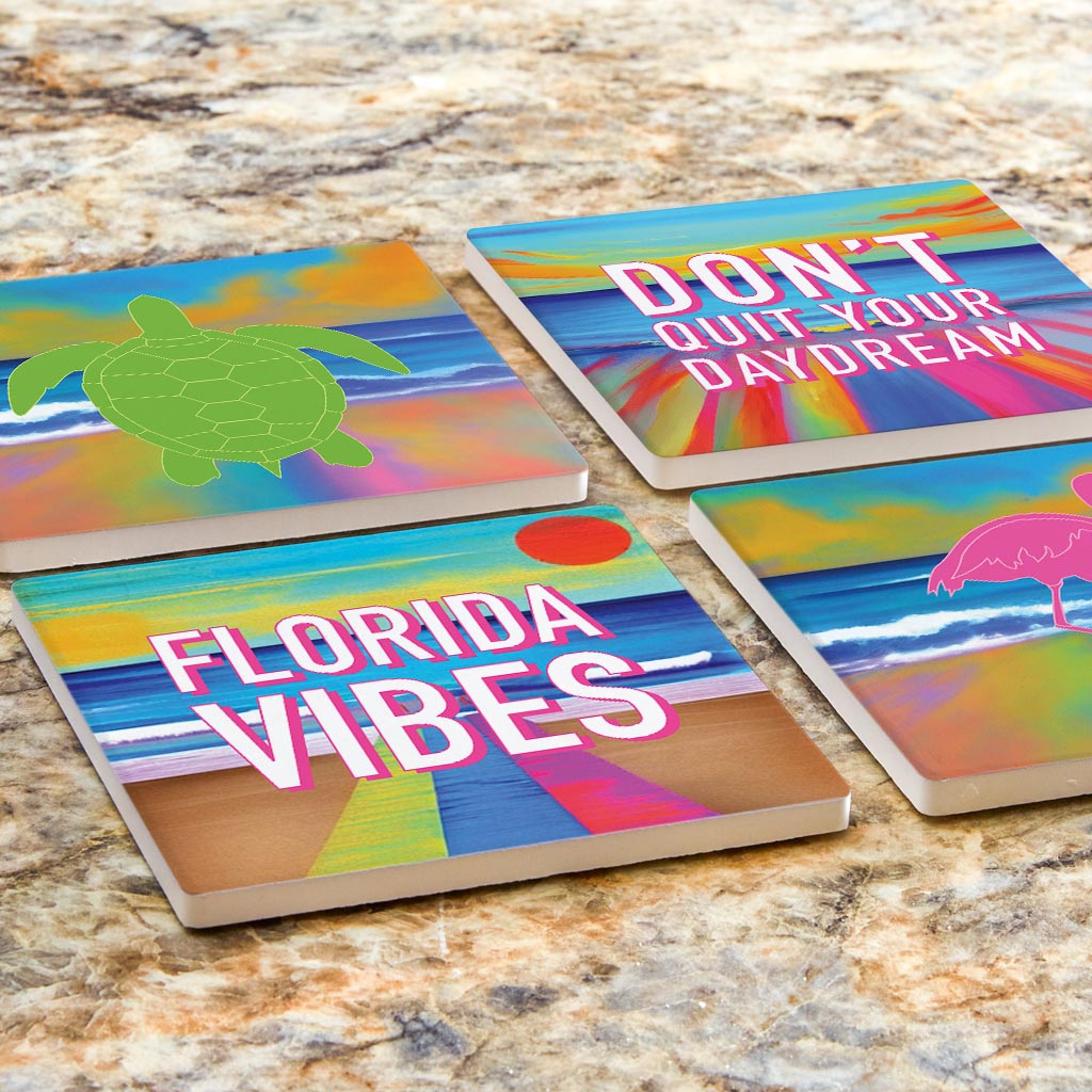 Bright Florida Beach| Absorbent Coasters | Set of 4 | Min 2