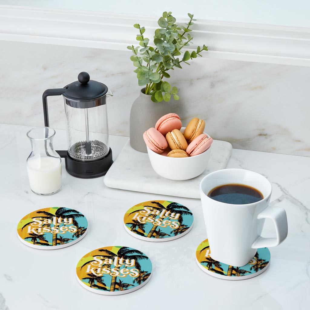 Salty Kisses Palm Trees | Absorbent Coasters | Set of 4 | Min 2