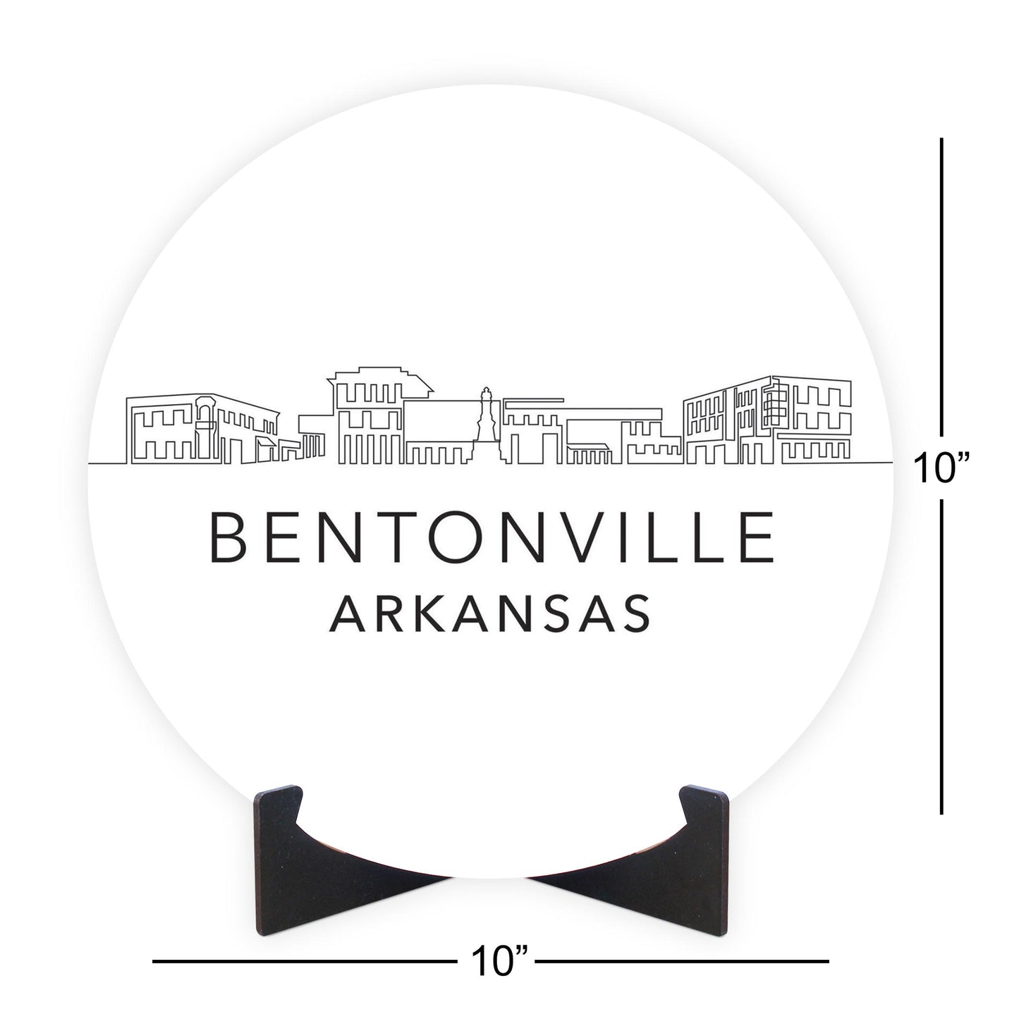 Minimalist B&W Arkansas Bentonville Skyline | Wood Sign | Eaches | Min 1