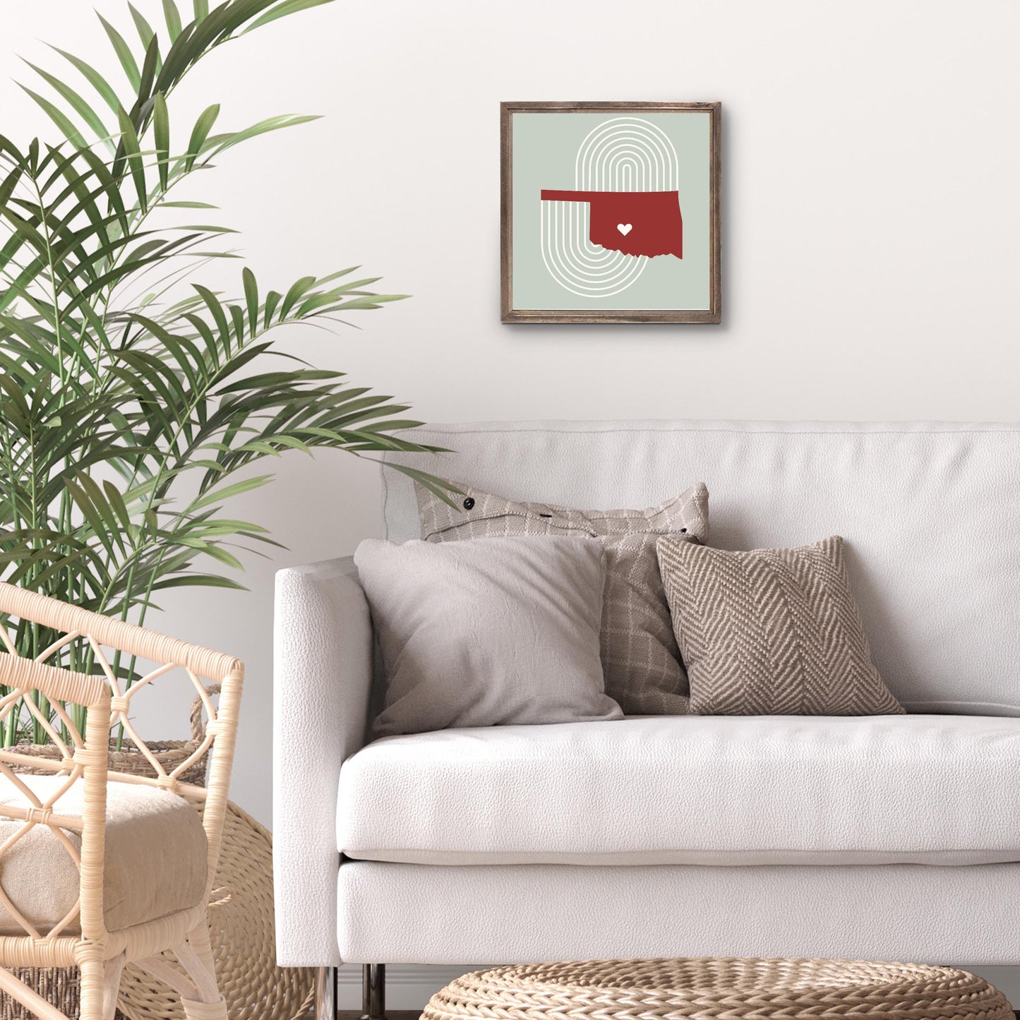 Modern Minimalist Oklahoma Chickasha Heart | Wood Sign | Eaches | Min 1