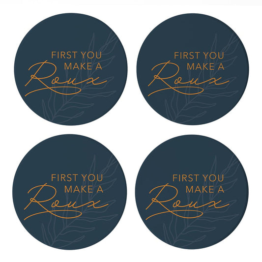 Modern Minimalist Louisiana Roux Saying | Absorbent Coasters | Set of 4 | Min 2