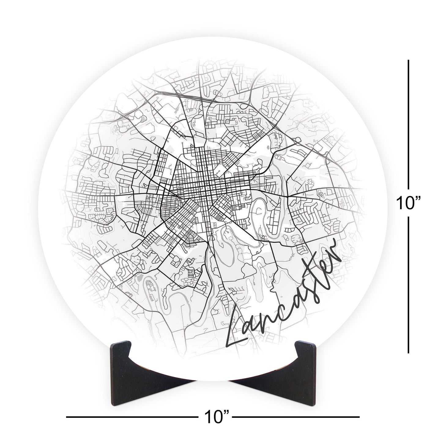 Minimalistic B&W Pennsylvania Lancaster Circle Map | Wood Sign | Eaches | Min 1