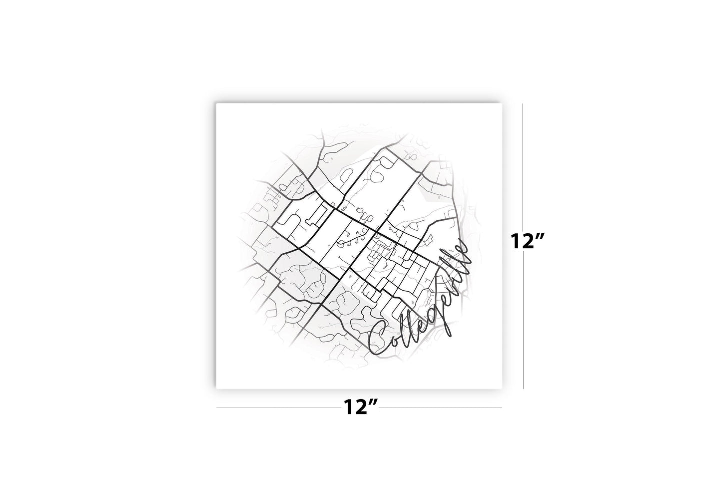 Minimalistic B&W Pennsylvania Collegeville Circle Map | Wood Sign | Eaches | Min 2