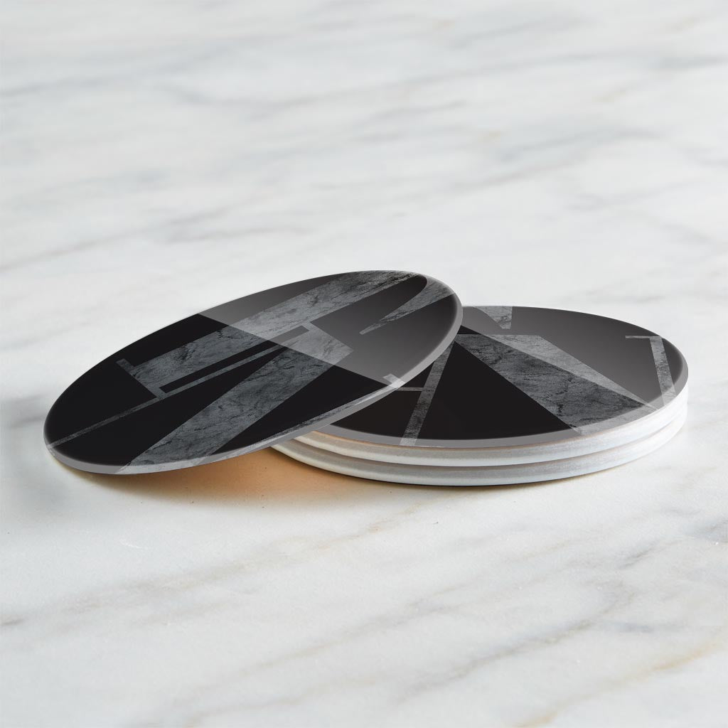 Minimalist B&W Tennessee Black Initials | Hi-Def Glass Coasters | Set of 4 | Min 2