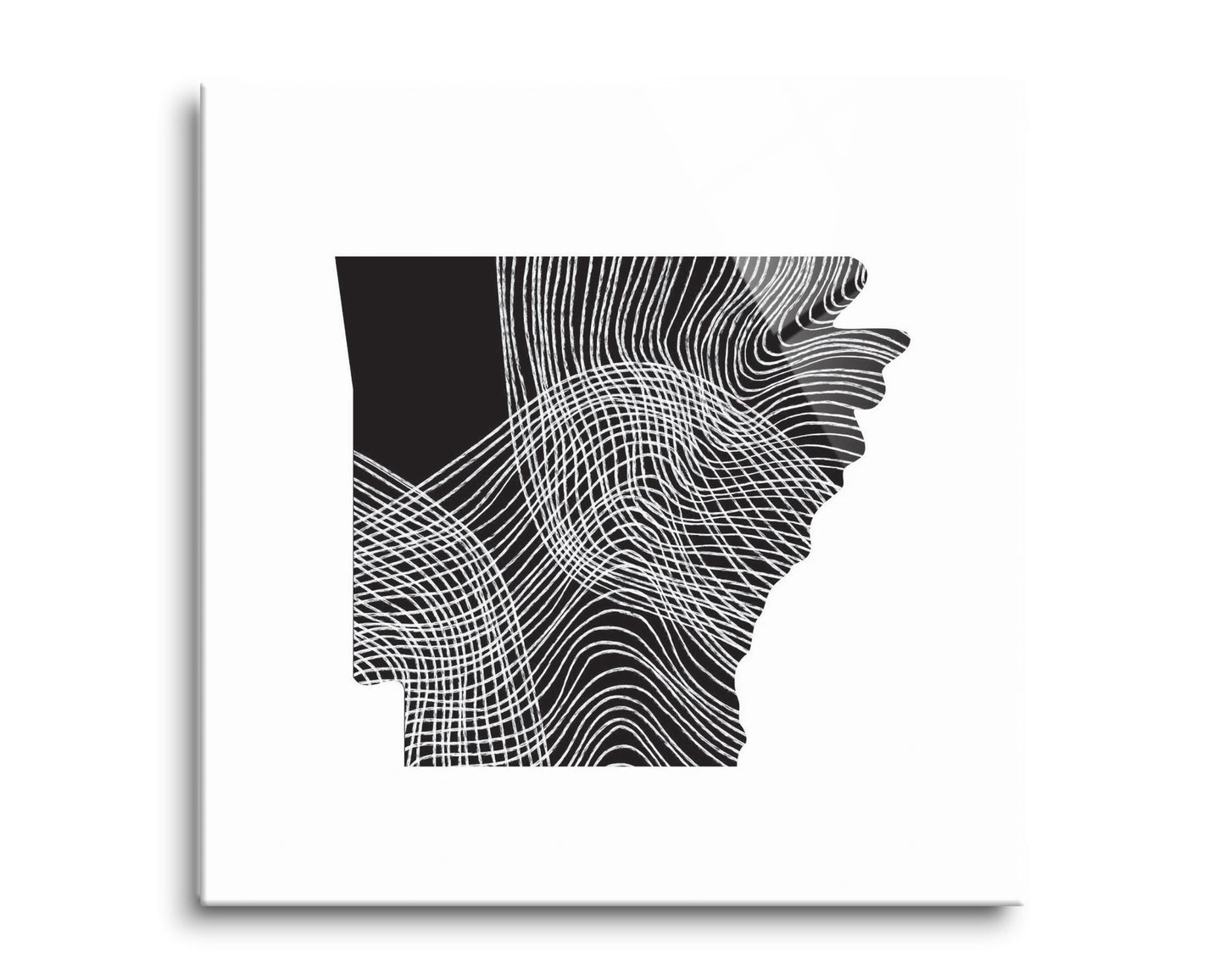 B&W Minimalist Arkansas Fluid Lines | Hi-Def Glass Art | Eaches | Min 2