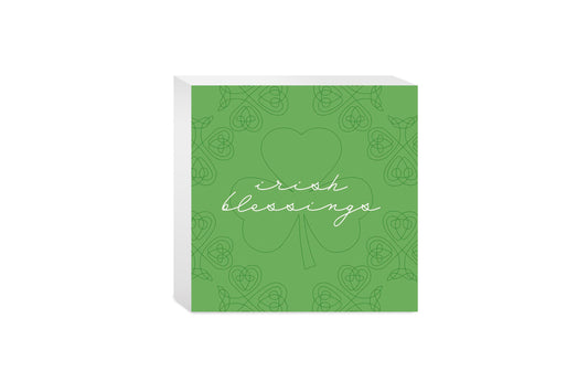 Light Green Shamrock Irish Blessings | Wood Block | Eaches | Min 4