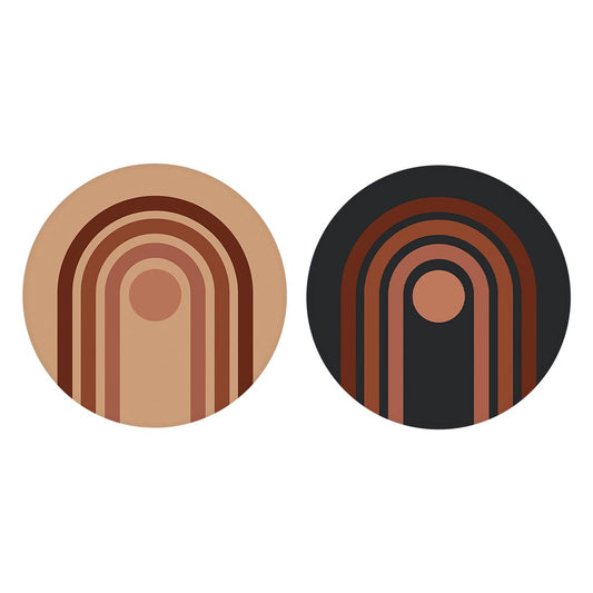 Modern Minimalist Retro Tan Dark Lines| Absorbent Car Coasters | Set of 2 | Min 4