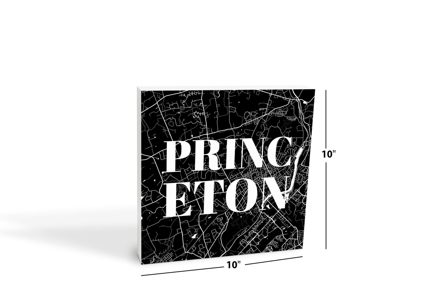 Minimalistic B&W New Jersey Princeton Map | Wood Block | Eaches | Min 2