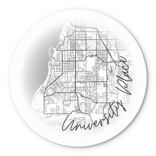Minimalistic B&W Washington University Place Circle Map | Wood Sign | Eaches | Min 1