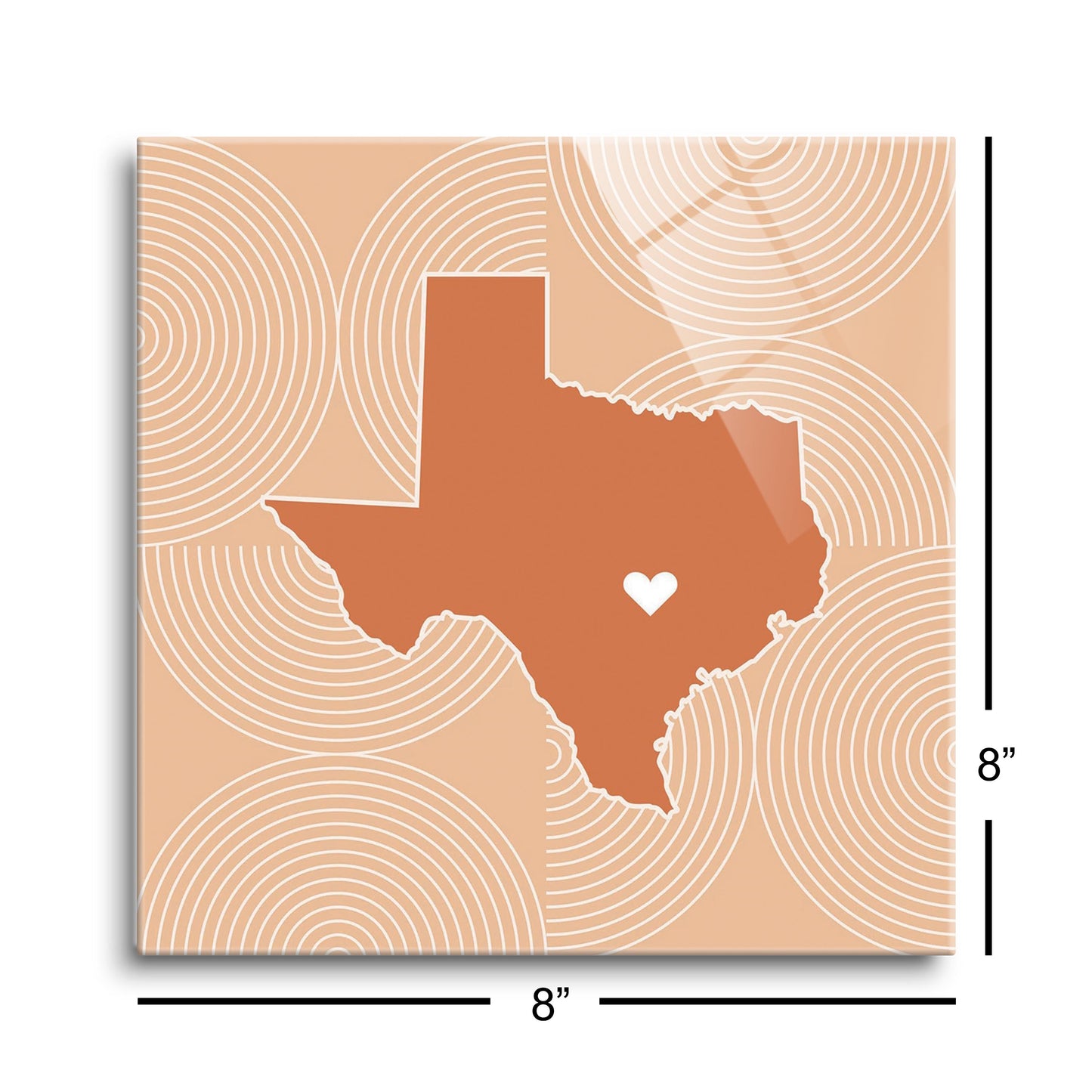 Modern Minimalist Texas Austin Heart | Hi-Def Glass Art | Eaches | Min 2