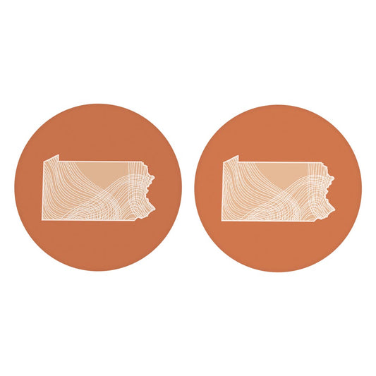 Modern Minimalist Pennsylvania State Lines Light | Absorbent Car Coasters | Set of 2 | Min 4