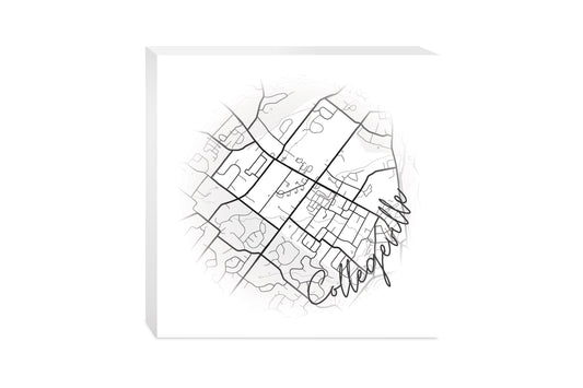 Minimalistic B&W Pennsylvania Collegeville Circle Map | Wood Block | Eaches | Min 2