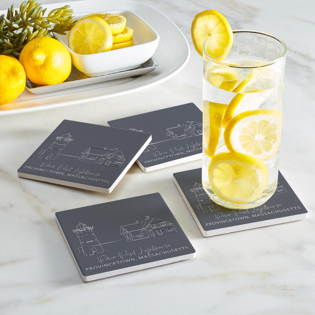 Race Point Lighthouse Muted Coastal | Absorbent Coasters | Set of 4 | Min 2