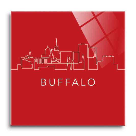 Red White And Blue New York Buffalo Skyline | Hi-Def Glass Art | Eaches | Min 1