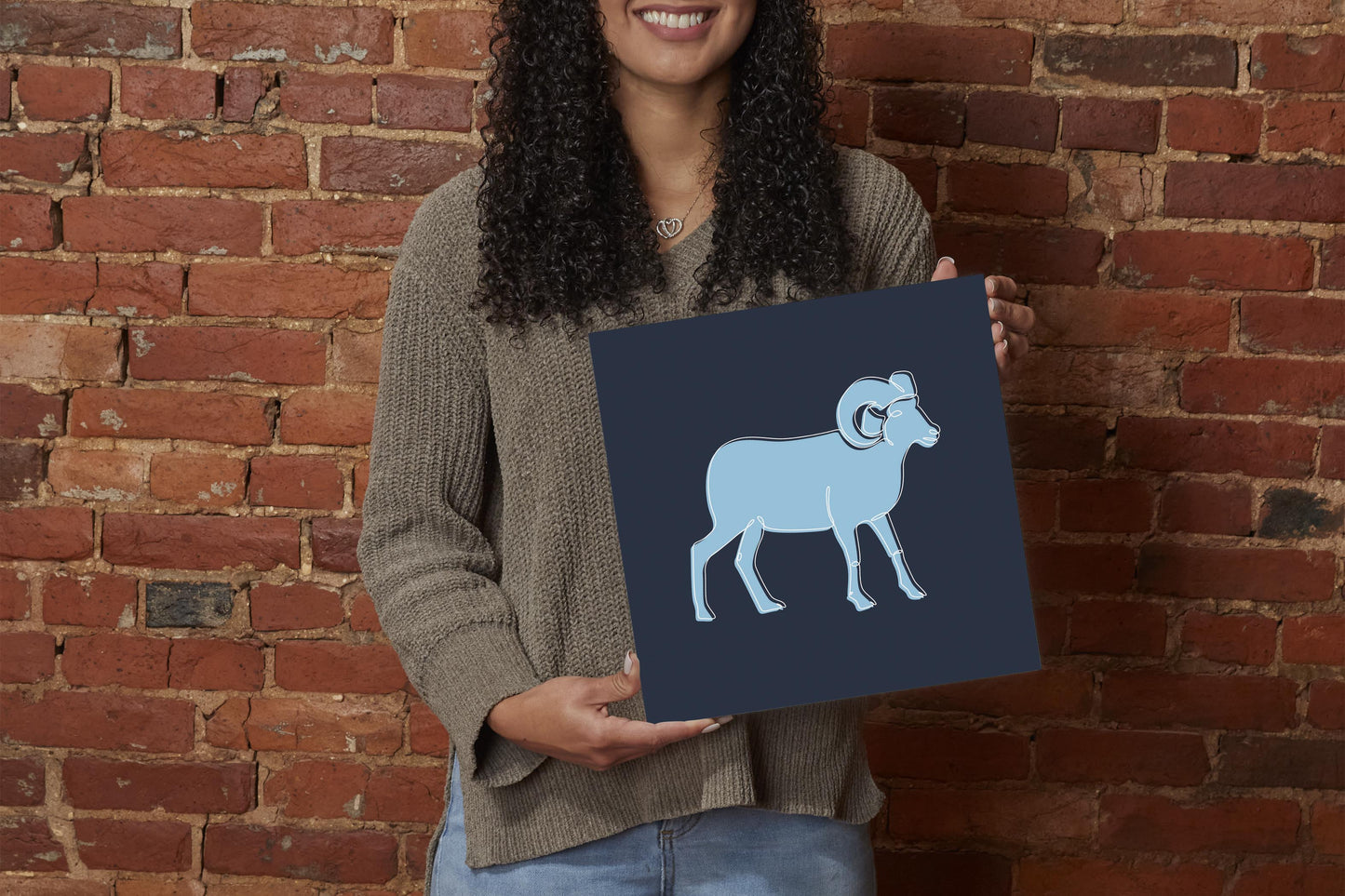 Blue Shades North Carolina Ram Line Drawing | Wood Sign | Eaches | Min 2