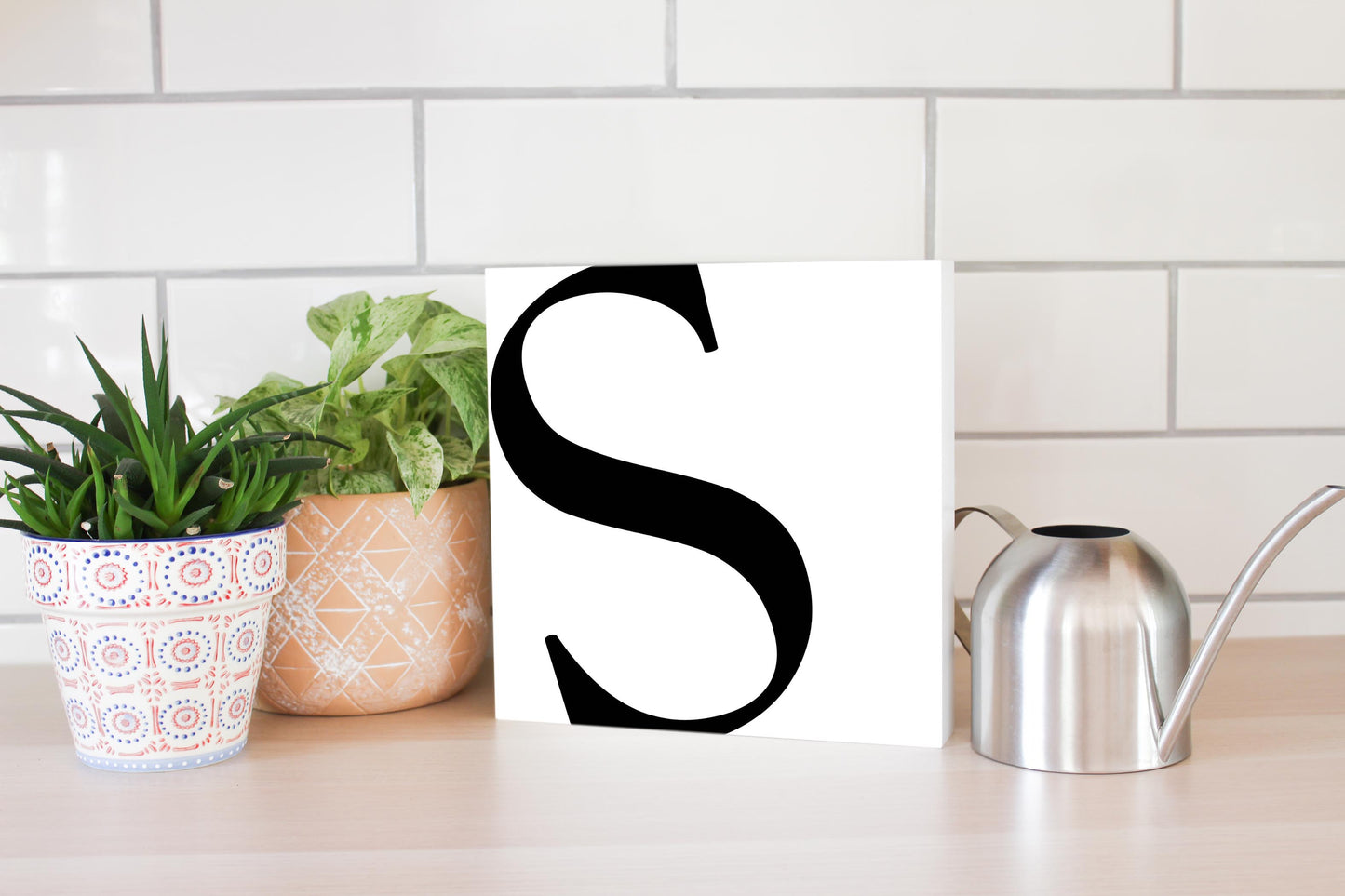 Minimal Monogram S | Wood Block | Eaches | Min 2