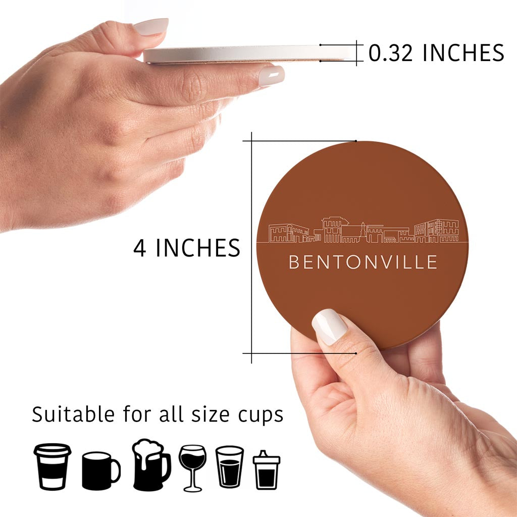 Modern Minimalist Arkansas Bentonville Skyline | Absorbent Coasters | Set of 4 | Min 2