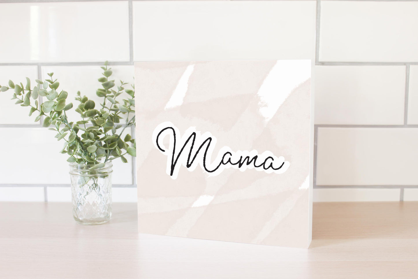 Modern Minimalist Mothers Day Mama | Wood Block | Eaches | Min 2