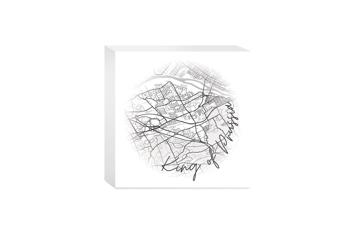 Minimalistic B&W Pennsylvania King Of Prussia Circle Map | Wood Block | Eaches | Min 4
