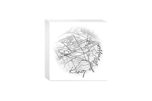 Minimalistic B&W Pennsylvania King Of Prussia Circle Map | Wood Block | Eaches | Min 4