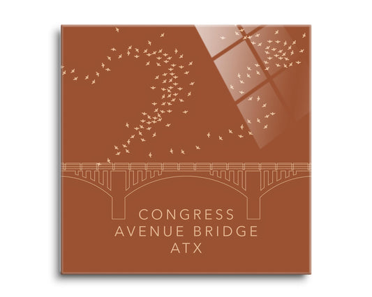Modern Minimalist Texas Austin Congress Bridge | Hi-Def Glass Art | Eaches | Min 2