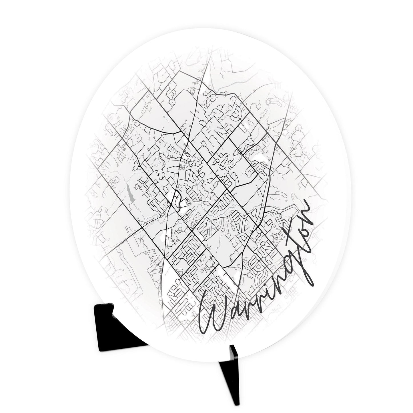 Minimalistic B&W Pennsylvania Warrington Circle Map | Wood Sign | Eaches | Min 1