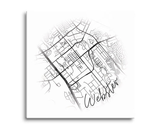 Minimalistic B&W Texas Webster Circle Map | Hi-Def Glass Art | Eaches | Min 2