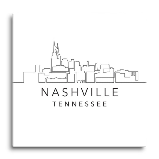 Minimalist B&W Tennessee Nashville Skyline | Hi-Def Glass Art | Eaches | Min 1