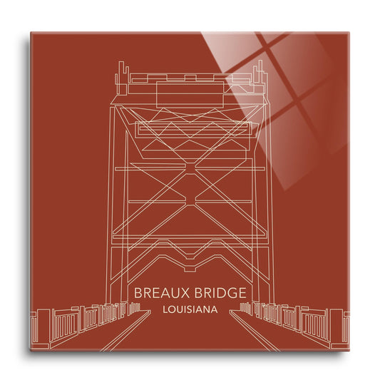 Modern Minimalist Louisiana Breaux Bridge Line Drawing | Hi-Def Glass Art | Eaches | Min 1