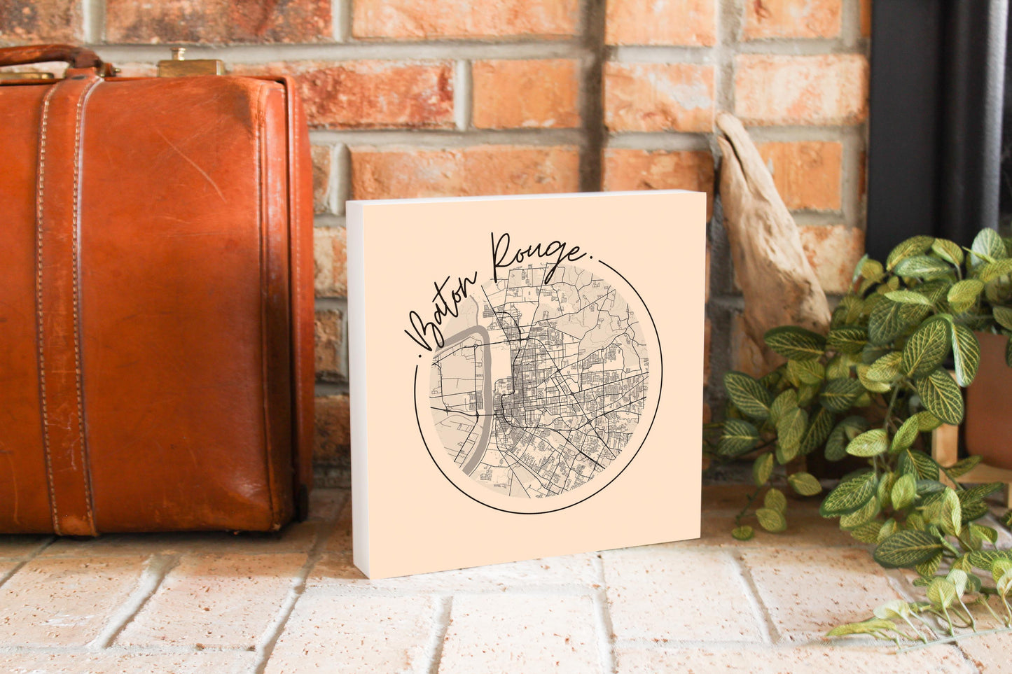 Louisiana Colorful Baton Rouge Circle Map | Wood Block | Eaches | Min 2