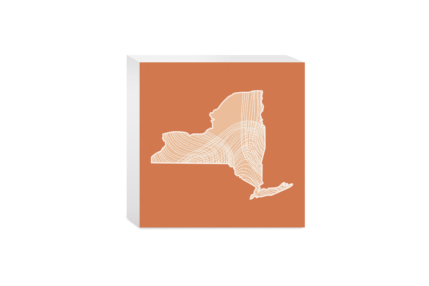 Modern Minimalist New York State Fluid Lines Dark | Wood Block | Eaches | Min 4