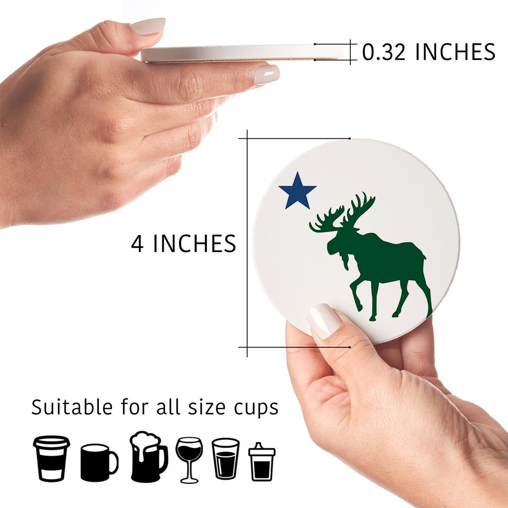 New England Star And Moose| Absorbent Coasters | Set of 4 | Min 2