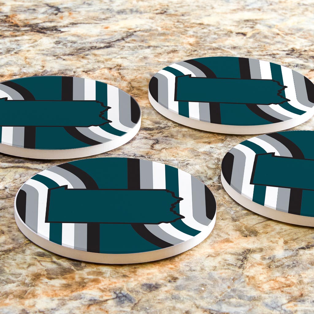 Modern Minimalist Pennsylvania Retro Shape | Absorbent Coasters | Set of 4 | Min 2