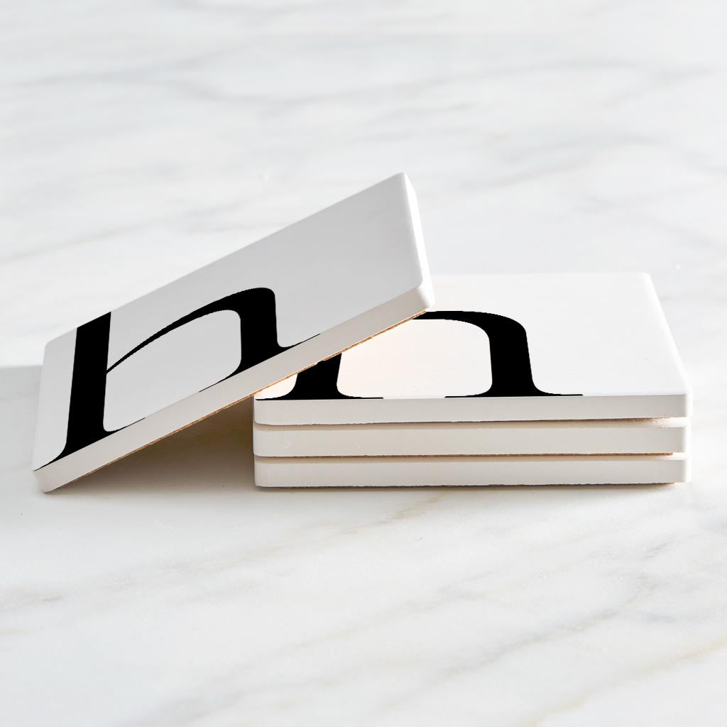 Minimal Monogram H | Absorbent Coasters | Set of 4 | Min 2