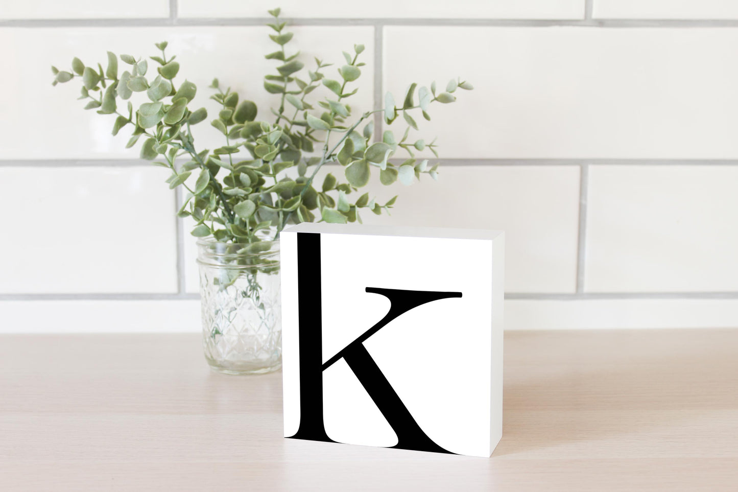Minimal Monogram K| Wood Block | Eaches | Min 4