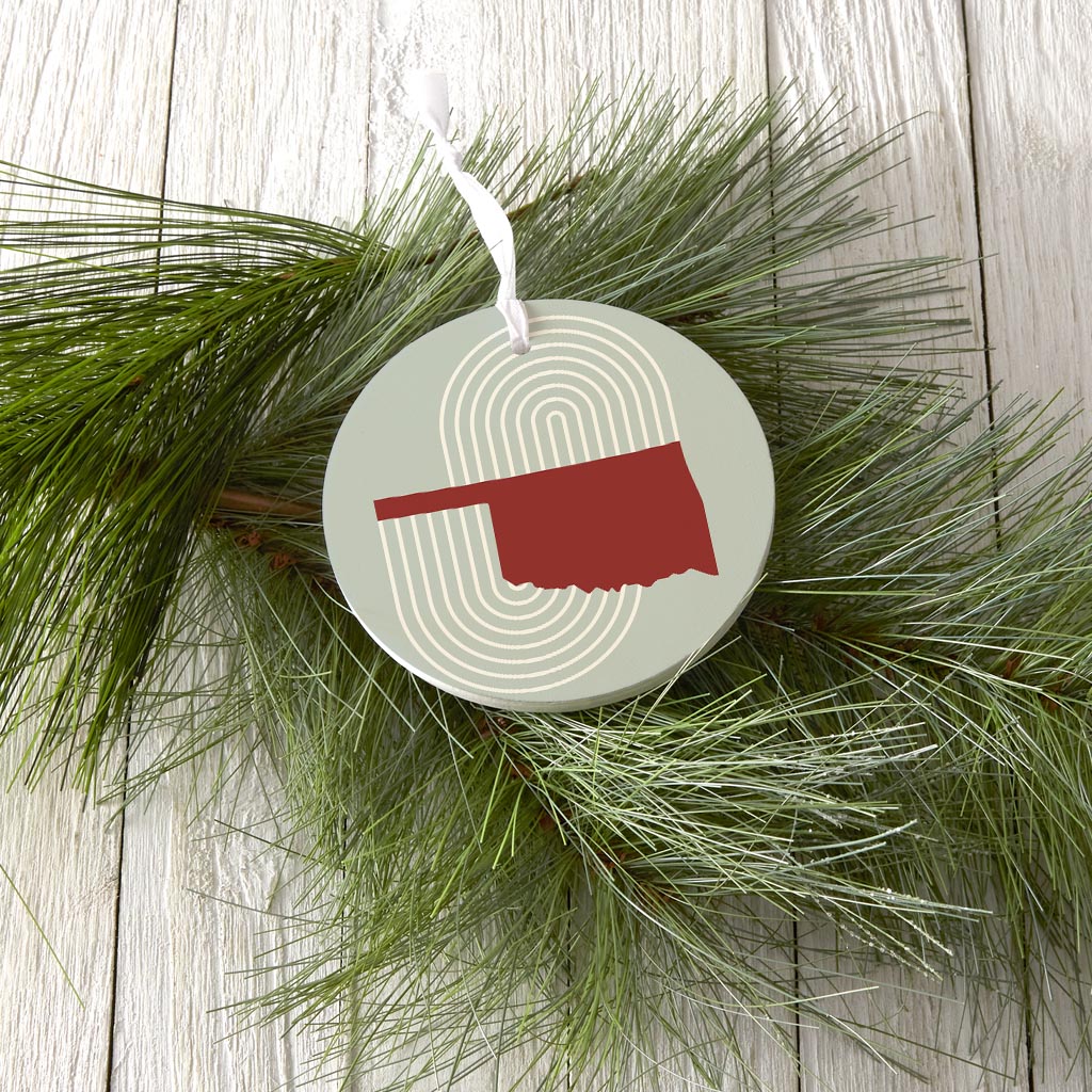 Modern Minimalist Oklahoma Retro State Shape| Wood Ornament | Eaches | Min 6