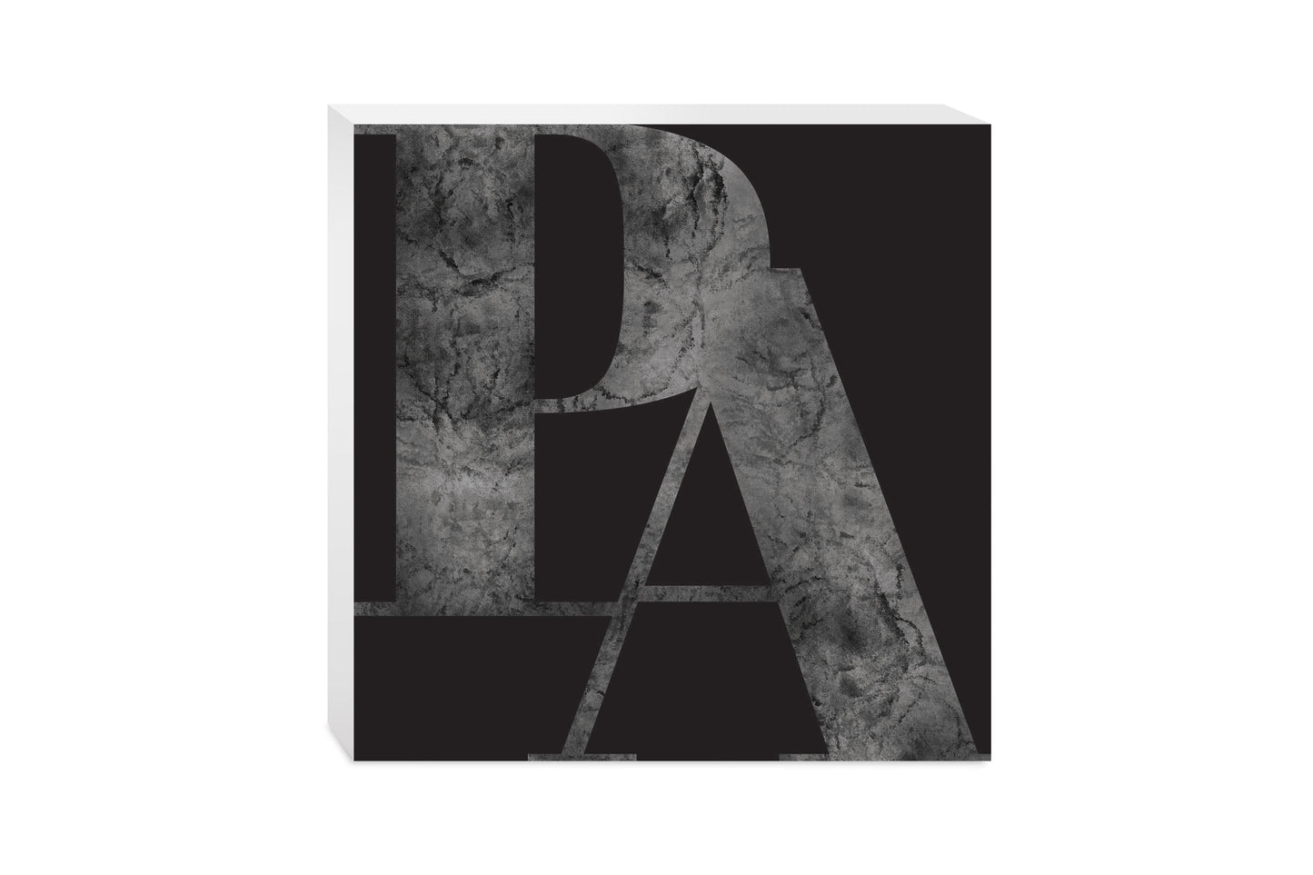 Minimalistic B&W Pennsylvania Black Initials | Wood Block | Eaches | Min 2