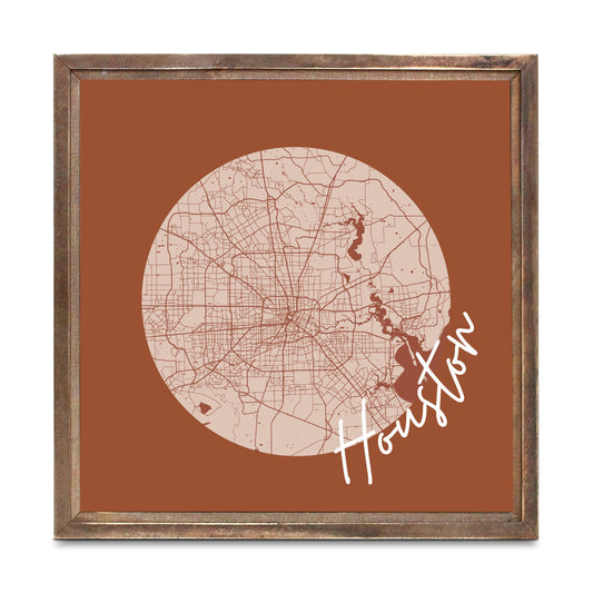 Modern Minimalist Houston Texas Map | Wood Sign | Eaches | Min 1